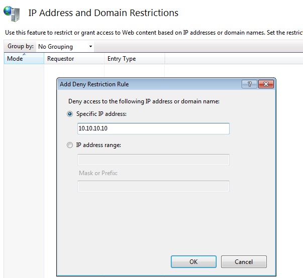 IPv4 Address and Domain Restrictions