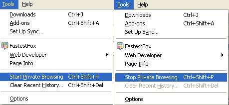 enable private browsing in firefox