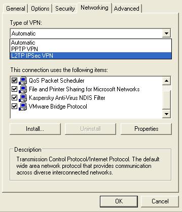 select PPTP and L2TP in windows