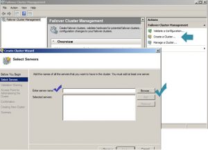 creating cluster in windows 2008 server