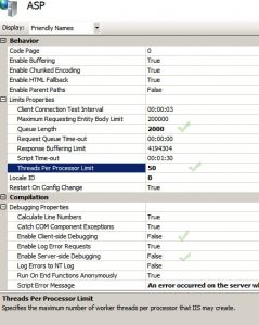 stop ASP debugging in IIS