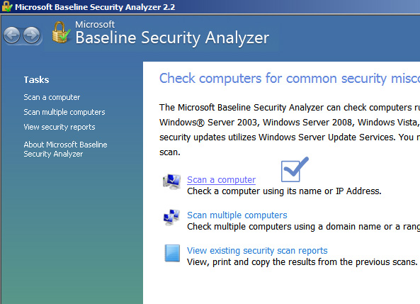 using microsoft baseline security analyzer