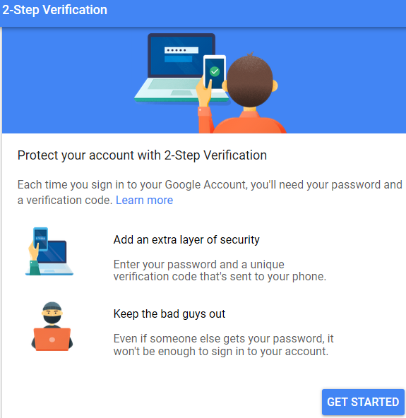 two step verification page